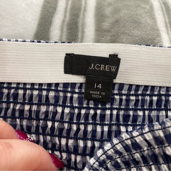 J.Crew Smocked Blue and White Midi skirt in Gingham Print - Picture 8 of 9